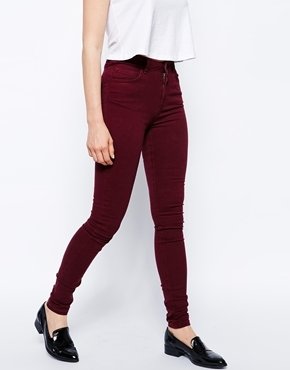Just Female Stroke Skinny Jeans In Aubergine - Purple