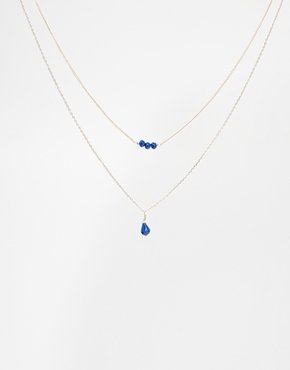 ASOS Fine Multirow Bead Necklace - Blue