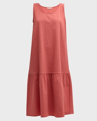 Eileen Fisher Crinkled Sleeveless Scoop-Neck Midi Dress