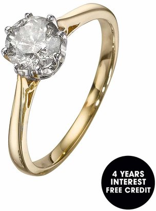 Love DIAMOND 9 Carat Yellow Gold Certified Diamond 1 Carat Solitaire Ring