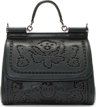Dolce & Gabbana Forest Green Floral Embroided Miss Sicily Bag