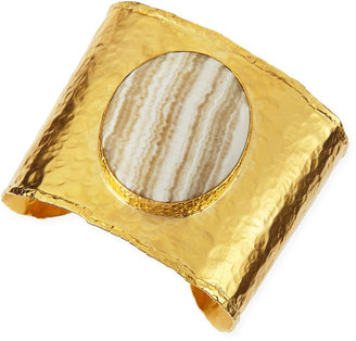 Dina Mackney 18k Gold Vermeil Cuff with Striped Agate Center
