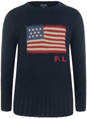Ralph Lauren Boys Navy Knitted American Flag Jumper