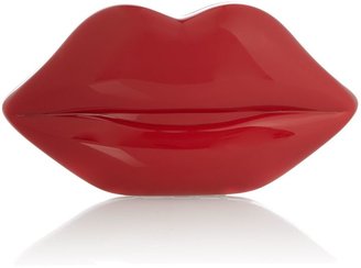 Lulu Guinness Red perspex lip clutch bag