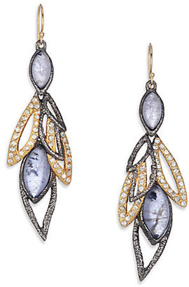 Alexis Bittar Elements Dark Phoenix Labradorite & Crystal Dangling Leaf Earrings