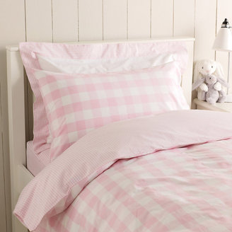 The White Company Gingham reversible pink cot bed duvet cover
