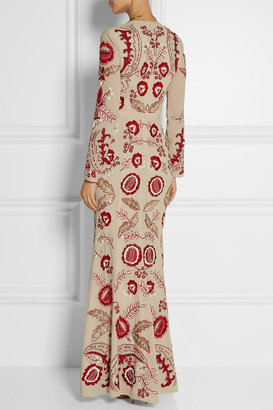 Tibi Needle & Thread Tapestry embellished crepe maxi dress