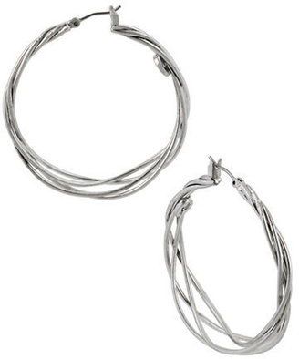 Kenneth Cole NEW YORK Silver-Tone Twisted Wire Hoop Earrings