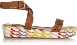 Missoni Embroidered cutout leather sandals