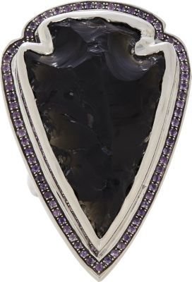 Pamela Love Amethyst & Obsidian Arrowhead Ring