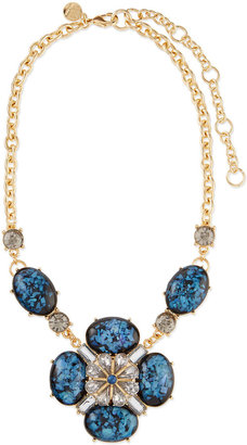 Lee Angel Ornate Layered Crystal Bib Necklace, Blue/Brown