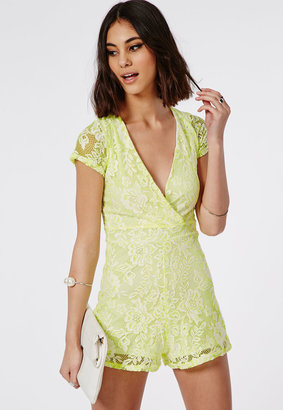 Missguided Lace Wrap Over Playsuit
