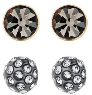 Ben de Lisi Principles by Designer set of two grey crystal stud earrings