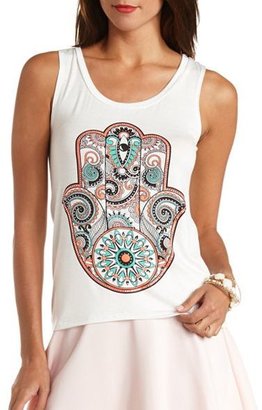 Charlotte Russe Embellished Hamsa Hand Graphic Muscle Tee
