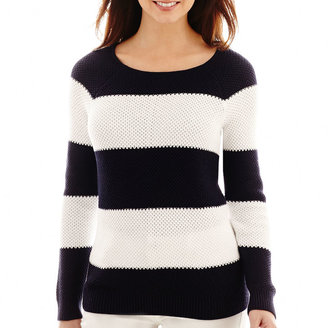 Liz Claiborne Long-Sleeve Striped Rugby Sweater