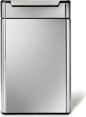 Simplehuman Brushed Stainless Steel 48 Liter Fingerprint Proof Touch Bar Dual Recycler Trash Can