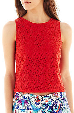 Nicole Miller nicole by Sleeveless Lace Crop Top