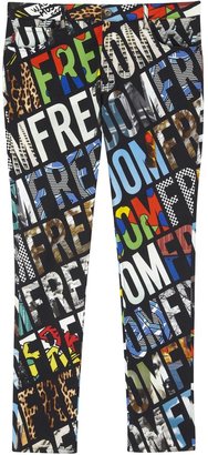 Moschino Freedom print slim leg jeans