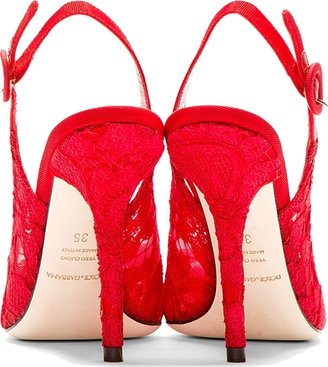 Dolce & Gabbana Red Lace Slingback Heels