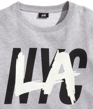 H&M Sweatshirt with Printed Design - Gray melange - Men