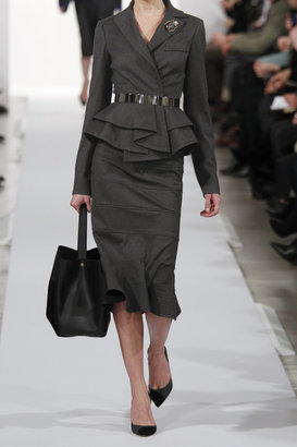 Oscar de la Renta Wool-blend felt pencil skirt