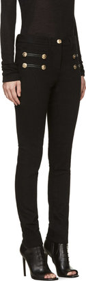 Versace Black & Gold Leather-Trimmed Jeans