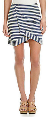 Gianni Bini Ashley Striped Asymmetrical Wrap Skirt