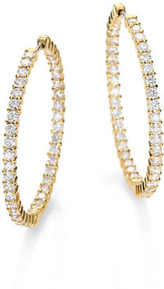Roberto Coin Diamond & 18K Yellow Gold Hoop Earrings/2.5"