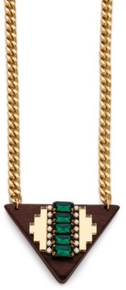 Sandy hyun Jeweled Triangle Pendant Necklace