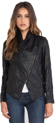 BB Dakota Ellif Faux Leather Jacket w/ Knit Sleeves