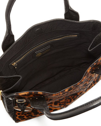 Hayden Harnett Margaux Calf Hair Tote Bag, Leopard/Black