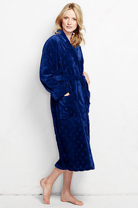 Lands' End Women's Petite Pattern Plush Fleece Robe