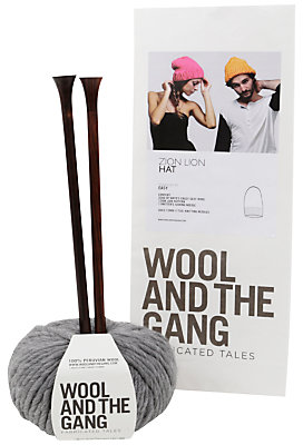 Zion Wool and the Gang Lion Hat Knitting Kit, Tweed Grey