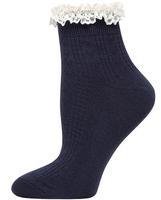 Dorothy Perkins Womens Navy contrast lace top socks- Blue