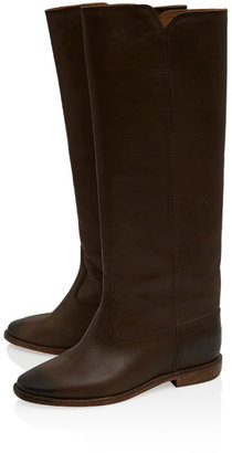 Isabel Marant Brown Chess Leather Knee High Boots
