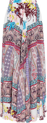Etro Printed silk-crepe maxi skirt