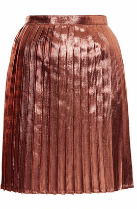 Topshop Lurex metallic pleat skirt