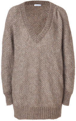 Malo Brown Heather Chunky Knit V-Neck Pullover