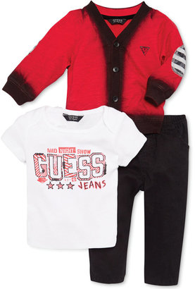 GUESS Boys' 3-Piece Cardigan, Tee & Pants Set