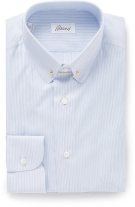 Brioni Blue Striped Cotton Shirt