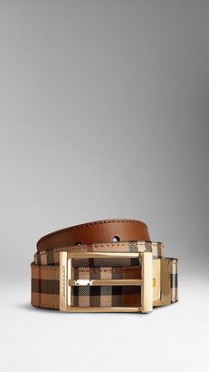 Burberry Reversible Horseferry Check and Leather Belt