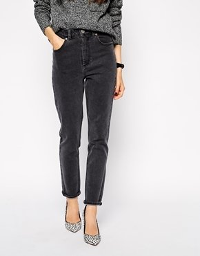 ASOS Farleigh High Waist Slim Mom Jeans In Furnace Gray - Gray