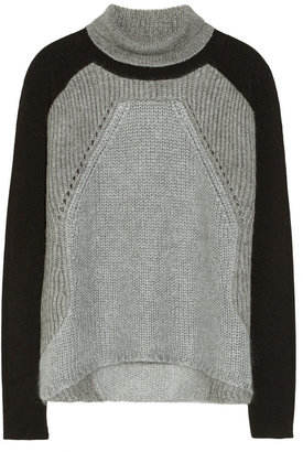 Helmut Lang Ribbed knitted and ponte turtleneck sweater