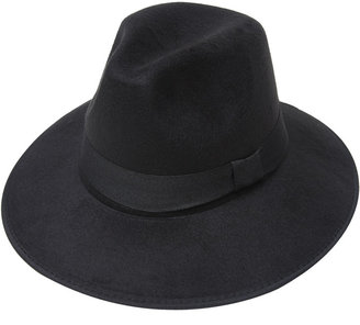 Yours Clothing Black Fedora Hat With Ribbon Detail