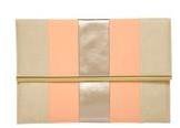 Dorothy Perkins Womens Coral and cream stripe clutch bag- Coral