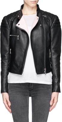 Leather cropped biker jacket