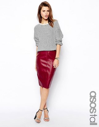 ASOS Tall TALL Pencil Skirt In Leather Look - Black £10.50