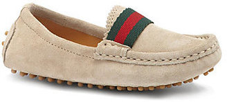 Gucci Kid's Suede Web Driver Moccasins