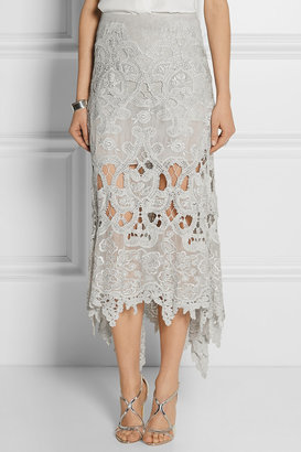 Donna Karan Asymmetric macramé lace skirt