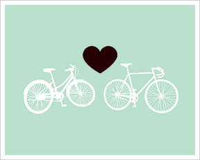 Hybrid-Home Bike Love - Light Green Limited Edition Print